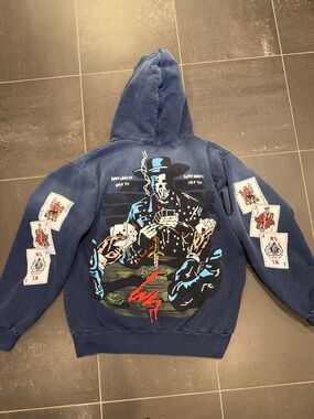 Warren Lotas Navy Graphic Hoodie size large